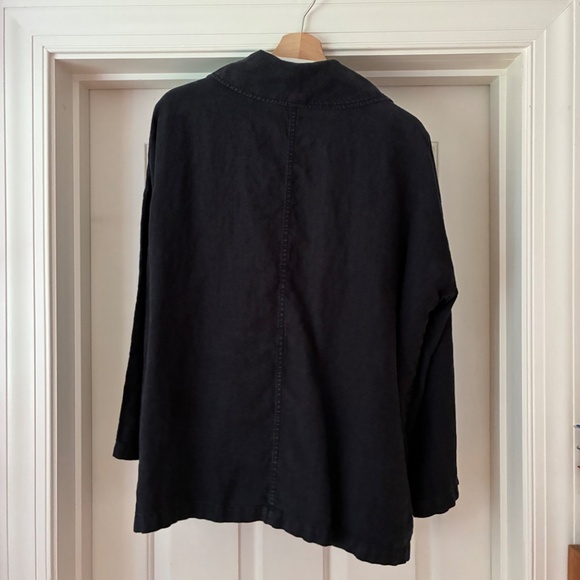 Linen classic kimono-style unstructured blazer - Picture 3 of 8